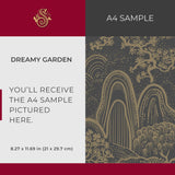 Serene Ascend | Moody Botanical Scenic Asian Wallpaper Wallpaper Sckribbles Signature - Premium Non-Woven A4 Sample - 8.3 × 11.7 in (21 × 29.7 cm) Dreamy Garden