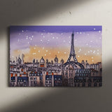 Paris Skyline Watercolor Wall Art Canvas {Paris at Night} Canvas Wall Art Sckribbles   