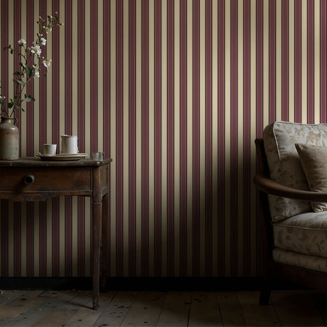 Sophisticated Classic Mauve & Cream Striped Wallpaper {Regal Stripes} Wallpaper Sckribbles