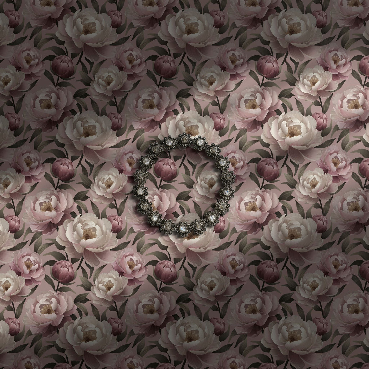 Feminine pink floral wallpaper.