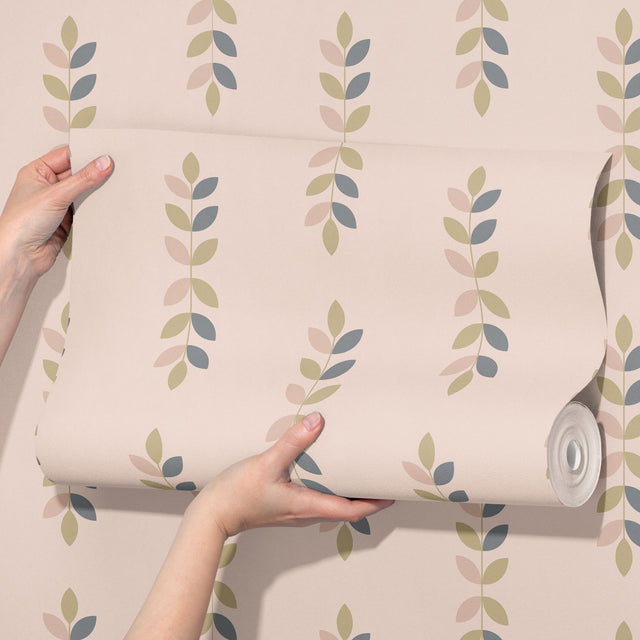 Boho Scandinavian Feminine Leaves Modern Wallpaper {Whisperleaf} Wallpaper Sckribbles
