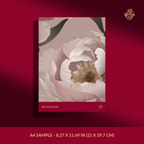 Peony Perfection | Floral Pink & Cream Flower Wallpaper Wallpaper Sckribbles Signature - Premium Non-Woven A4 Sample - 8.27 × 11.69 in (21 × 29.7 cm) Blush Salon