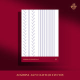 Feminine purple and white striped wallpaper sample.