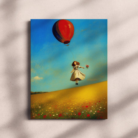 Whimsical Fun Wall Art Canvas {Girl with Balloon V1} Canvas Wall Art Sckribbles   