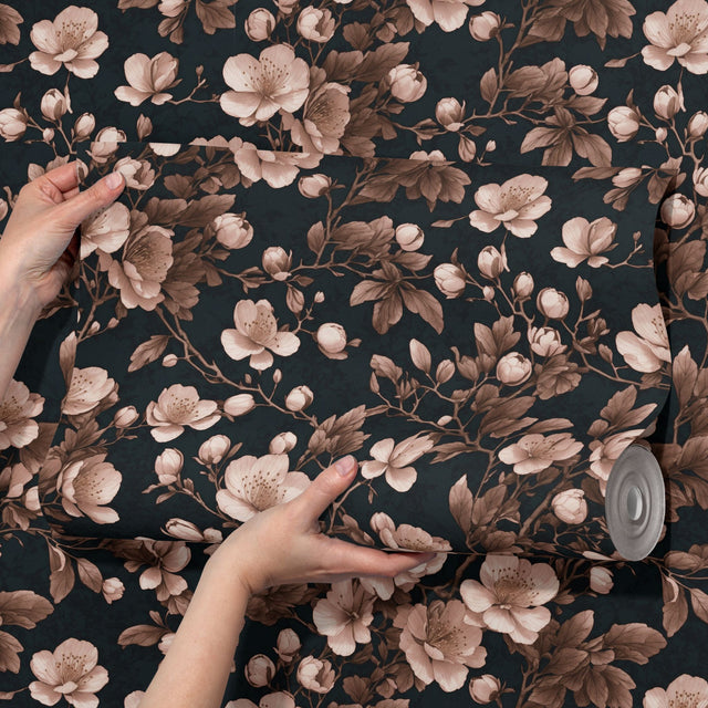 Pink & Black Chinoiserie Cherry Blossom Wallpaper {Sweet Blooms} Wallpaper Sckribbles   