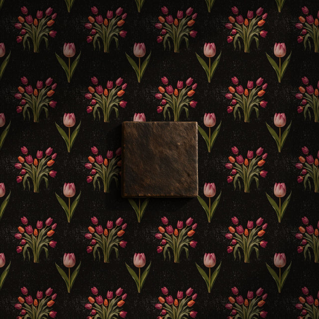 Botanical Bunch | Dark Moody Tulip Floral Wallpaper Wallpaper Sckribbles