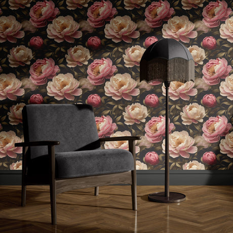 Floral Pink and Cream Flower Wallpaper {Peony Perfection} Wallpaper Sckribbles   