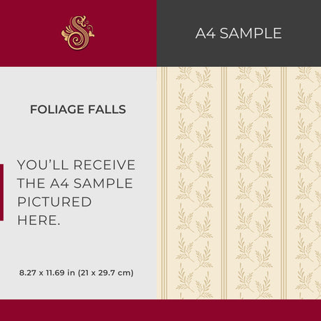 Foliage Falls | Minimalist Light Striped Leaves Botanical Wallpaper Wallpaper Sckribbles Signature - Premium Non-Woven A4 Sample - 8.3 × 11.7 in (21 × 29.7 cm)