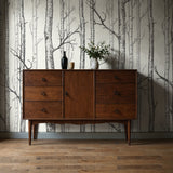 Scenic Landscape Birch Tree Wallpaper Mural {Silent Forest} Wallpaper Mural Sckribbles