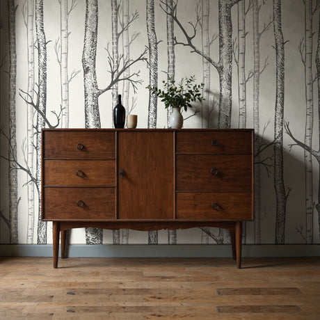 Scenic Landscape Birch Tree Wallpaper Mural {Silent Forest} Wallpaper Mural Sckribbles