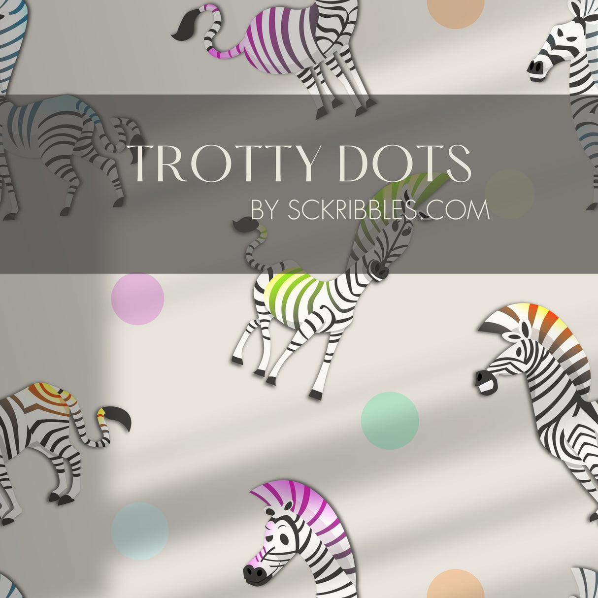 Fun Colorful Zebra Children's Nursery Wallpaper {Trotty Dots} Wallpaper Sckribbles   