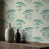 Fun Playful Fish with Umbrellas Vintage Wallpaper {Drizzle & Fins} Wallpaper Sckribbles