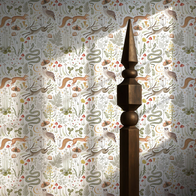 Fable Forest | Light Mythical Woodland Animal Wallpaper Wallpaper Sckribbles