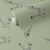 Cute Light Green Zebra Children's Room Wallpaper {Little Stripes} Wallpaper Sckribbles   