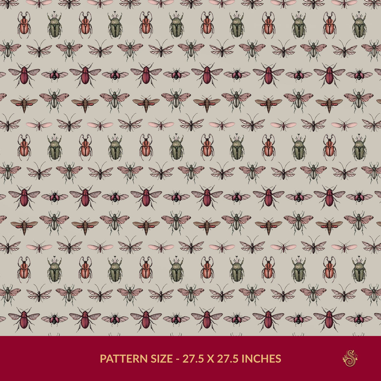 Bug Motif | Fun Eccentric Vintage Insect Wallpaper Wallpaper Sckribbles