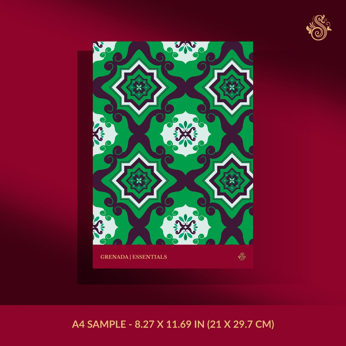Funky green retro tiled wallpaper sample.