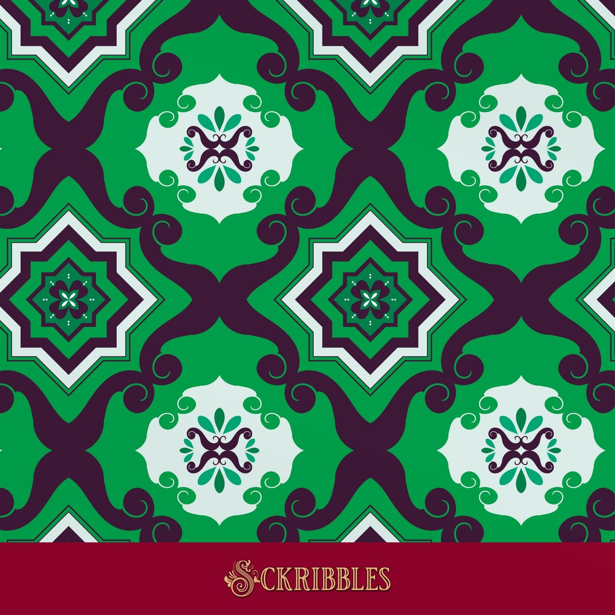 Funky green retro wallpaper.