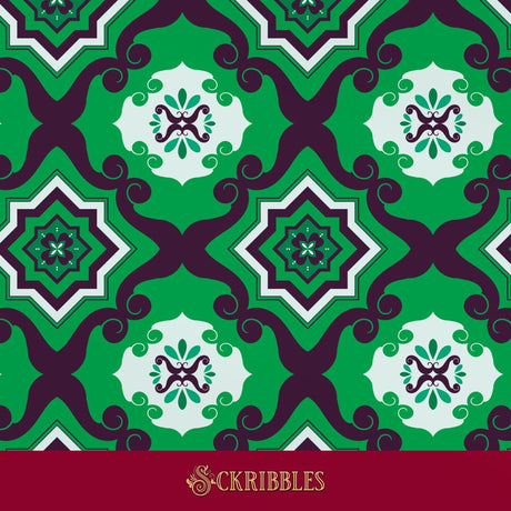 Funky green retro wallpaper.