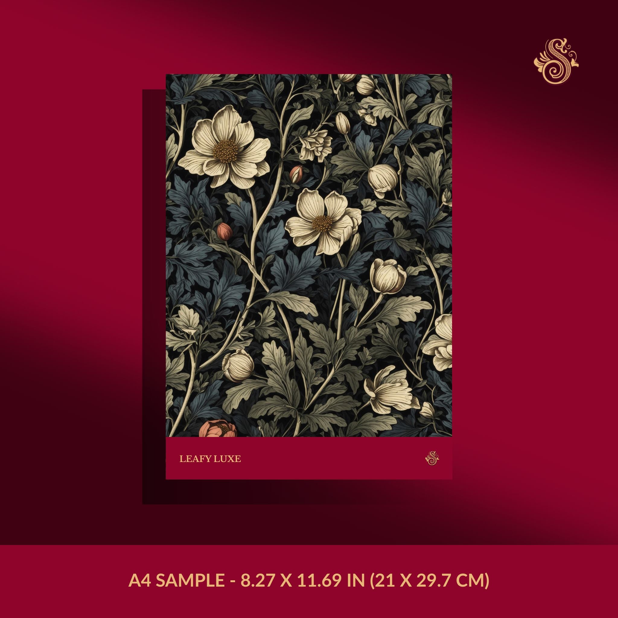 英国製 黒壺  MIRABELLE可憐な花柄カバードベジタブル Leafy Luxe | Dark Floral Botanical Garden Wallpaper – Sckribbles