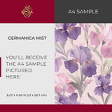 Germanica Mist | Feminine Pink & Purple Iris Floral Wallpaper Wallpaper Sckribbles Signature - Premium Non-Woven A4 Sample - 8.3 × 11.7 in (21 × 29.7 cm)