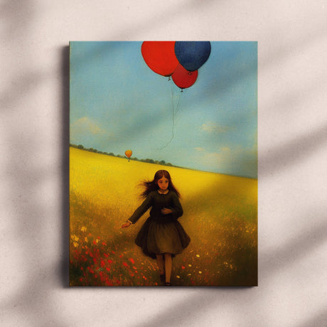 Charming Whimsical Wall Art Canvas {Girl with Balloon V4} Canvas Wall Art Sckribbles   