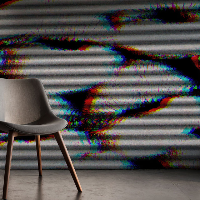 Cool Edgy Bold Lipstick Kisses Wallpaper Mural {Glitch Kiss} Wallpaper Mural Sckribbles