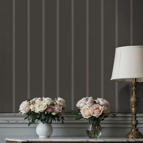 Dark Academia Gray Elegant Vertical Striped Wallpaper {Pewter Pulse} Wallpaper Sckribbles