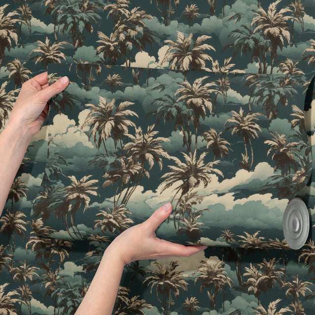 Jade Green Tropical Palm Tree Wallpaper {California Heaven} Wallpaper Sckribbles   