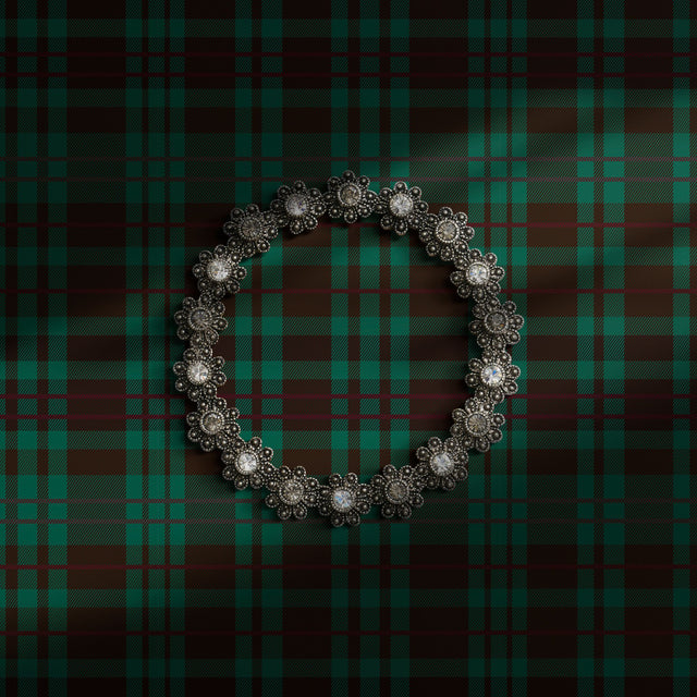 Green plaid wallpaper.