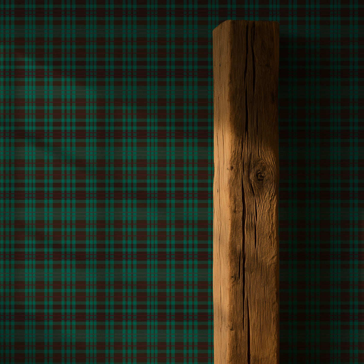 Classic Green, Peach, & Black Traditional Plaid Wallpaper {Highland Moss} Wallpaper Sckribbles
