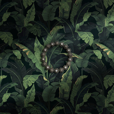 Large format green banana leaves wallpaper.
