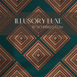 Green & Bright Orange Geometrical Art Deco Wallpaper {Illusory Luxe} Wallpaper Sckribbles   