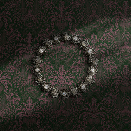 Green and pink tropical palm tree wallpaper.