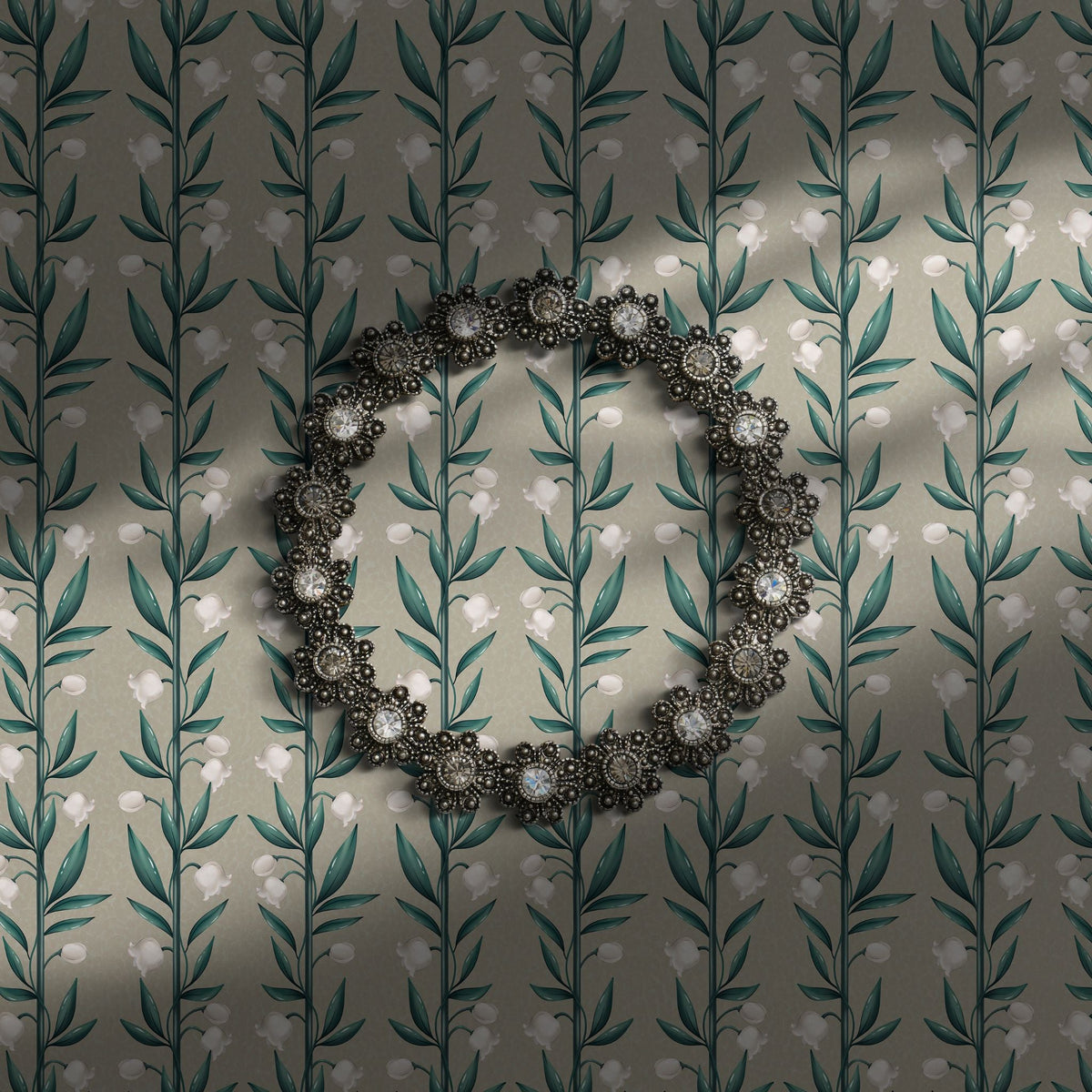 Green striped floral wallpaper for girl's rooms.