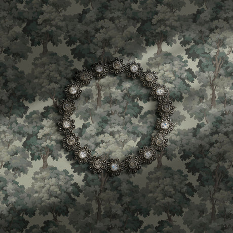 Green vintage forest wallpaper.