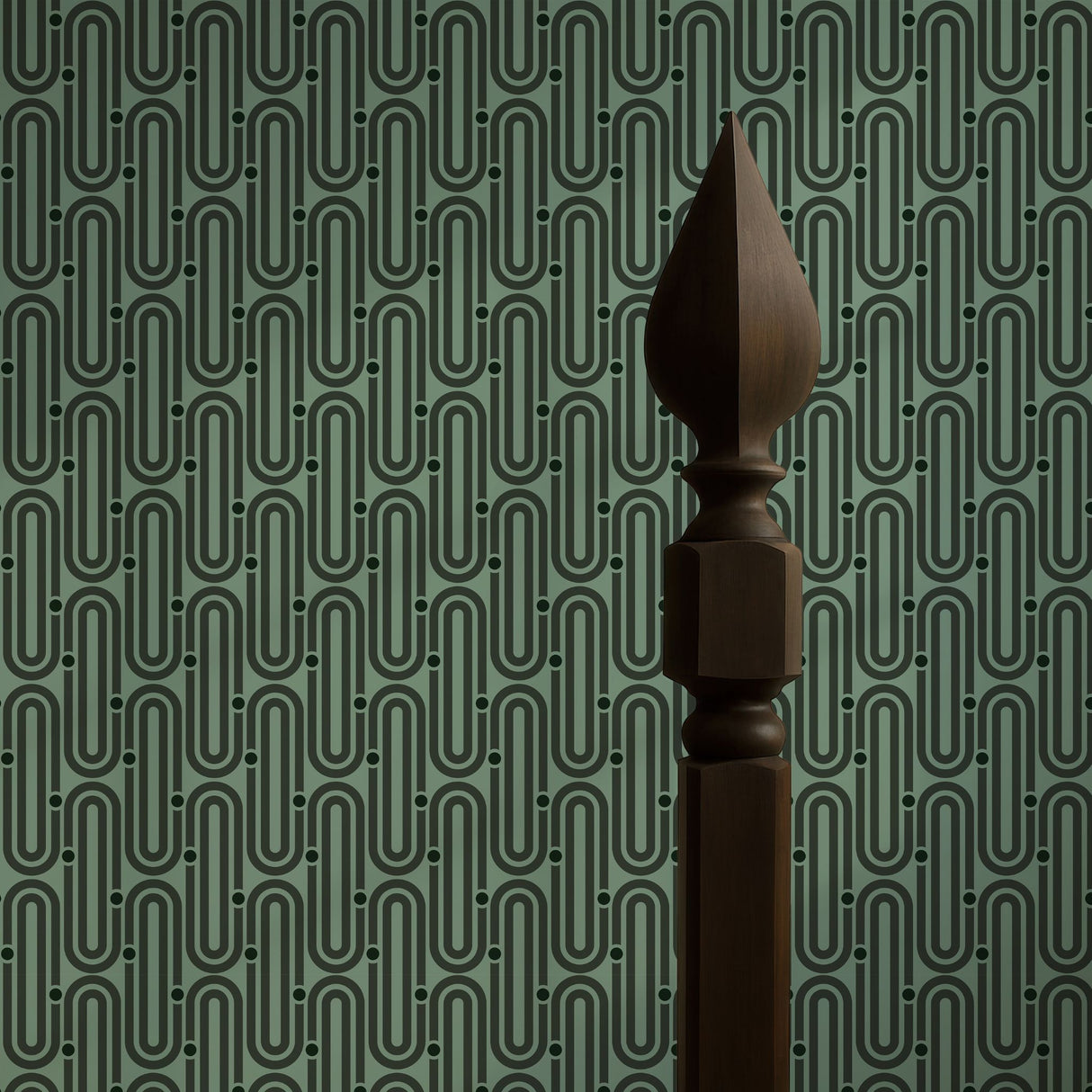 Deco Mod | Brown Geometrical Ellipse Art Deco Wallpaper