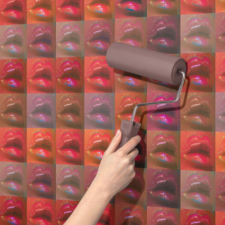 Bright Maximalist Funky Retro Glitter Wallpaper {Disco Lips} Wallpaper Sckribbles   