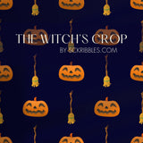 Dark Spooky Pumpkin & Broomstick Halloween Wallpaper {The Witch's Crop} Wallpaper Sckribbles