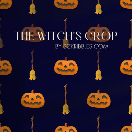 Dark Spooky Pumpkin & Broomstick Halloween Wallpaper {The Witch's Crop} Wallpaper Sckribbles