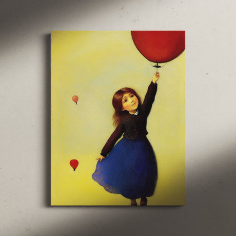 Bright Colorful Fun Wall Art Canvas {Girl with Balloon V2} Canvas Wall Art Sckribbles   