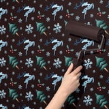 Dark Brown & Blue Christmas Holiday Wallpaper {Winter Wonderland} Wallpaper Sckribbles   