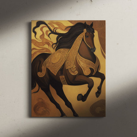 Neutral Medieval Horse Illustration Wall Art Canvas {Horse King} Canvas Wall Art Sckribbles   