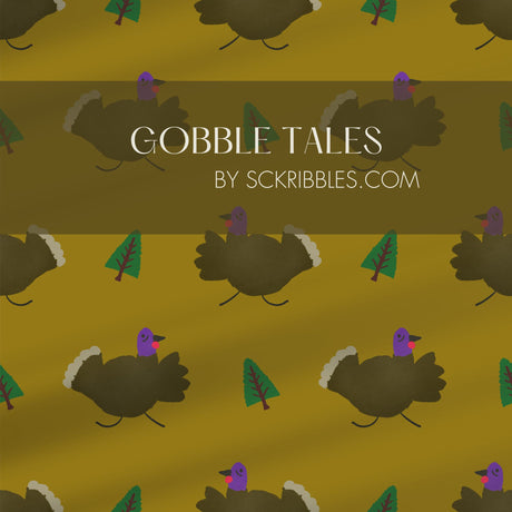 Fun Chartreuse Turkey Children's Nursery Wallpaper {Gobble Tales} Wallpaper Sckribbles