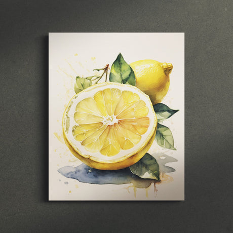 Sliced Lemon Bright Kitchen Watercolor Wall Art Canvas {Slice of Sour} Canvas Wall Art Sckribbles   