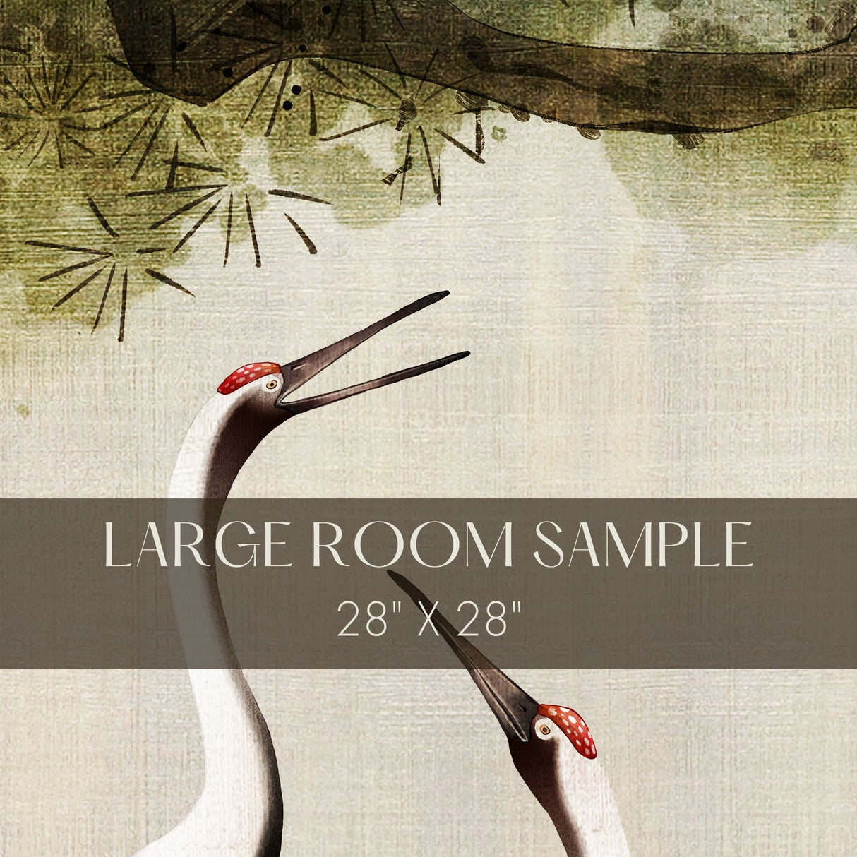 Gentle Cranes | Vintage Japanese Bird Wallpaper Mural Wallpaper Mural Sckribbles Traditional - (Non-Woven) Large Room Sample - 28'' x 28'' / 71 x 71 cm