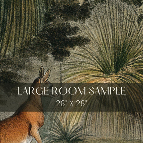 Vintage Scenic Kangaroos Landscape Wallpaper Mural {Australian Grass Trees} Wallpaper Mural Sckribbles Peel & Stick - (Budget) Large Room Sample - 28'' x 28'' / 71 x 71 cm