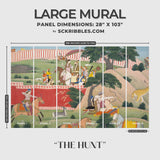 Scenic Traditional Indian Landscape Wallpaper Mural {The Hunt} Wallpaper Mural Sckribbles Peel & Stick - (Budget) Large Room Mural - Full Set of Sheets (x6 Panels)