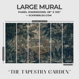 Vintage Scenic Botanical Trees Wallpaper Mural {The Tapestry Garden} Wallpaper Mural Sckribbles Traditional - (Non-Woven) Large Room Mural - Full Set of Sheets (x6 Panels)