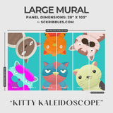 Bright Colorful Fun Cats Wallpaper Mural {Kitty Kaleidoscope} Wallpaper Mural Sckribbles