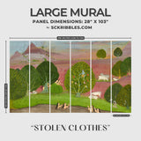 Vintage Traditional Indian Scenic Wallpaper Mural {Stolen Clothes} Wallpaper Mural Sckribbles Peel & Stick - (Budget) Large Room Mural - Full Set of Sheets (x6 Panels)